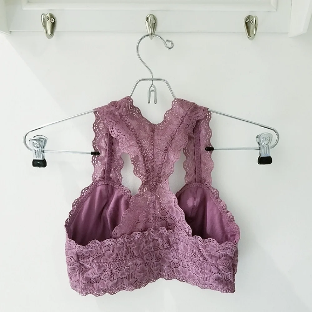 FeLiNa All Lace Racerback Bralette Bordeaux Purple Sz Sm
